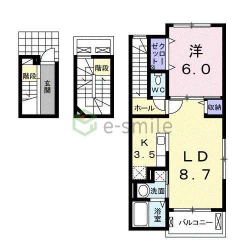 【間取り】 | ベル　リアン　セカンドＡ