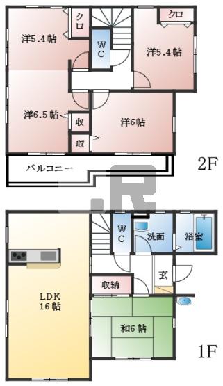 【間取り】 | 若林町戸建貸家